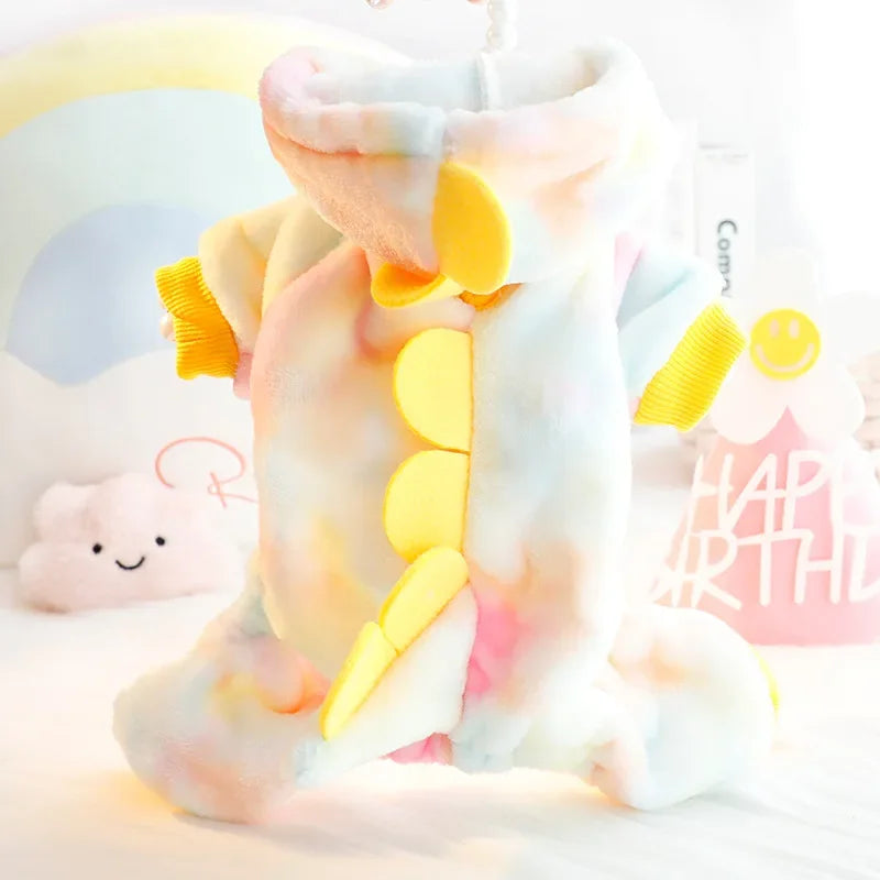 Plush Dinosaur Pet Costume | Winter Jumpsuit